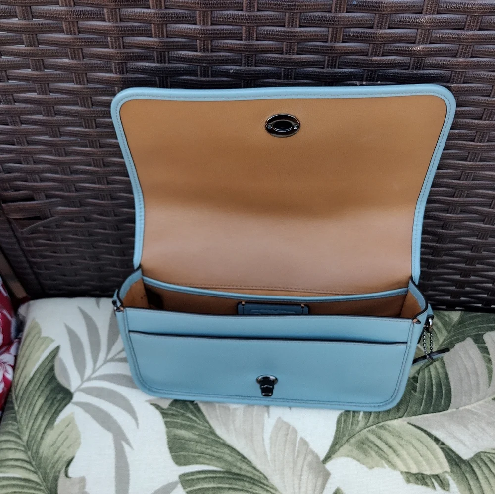 Coach Turnlock Colud Blue Crossbody Bag